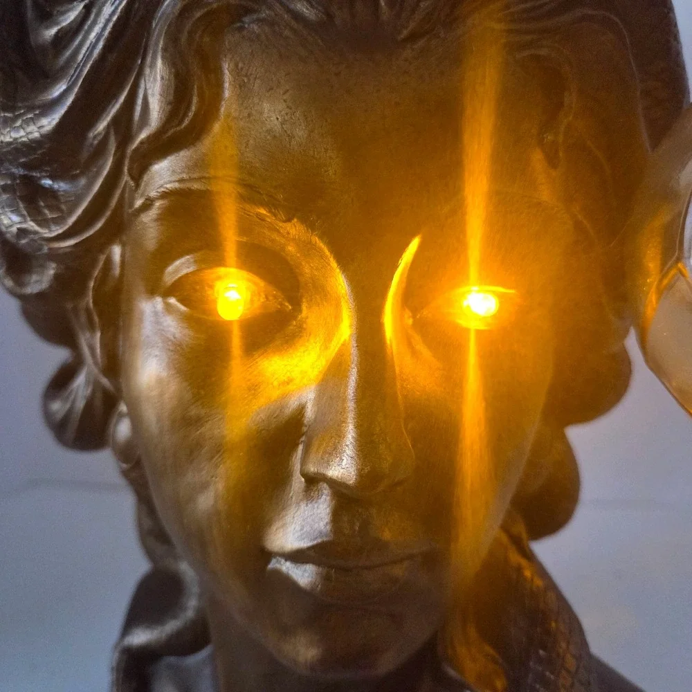 Tahari Home 14 Inch Medusa Bust LED Lighted Eyes Lantern Bronze Halloween Decor